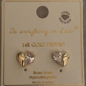 Women’s Earrings 14K Gold Dipped Heart Stud Earrings